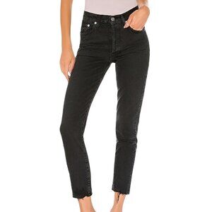 Anthropologie Agolde Women's Jamie High Rise Raw Hem Jean Black Size Small 27